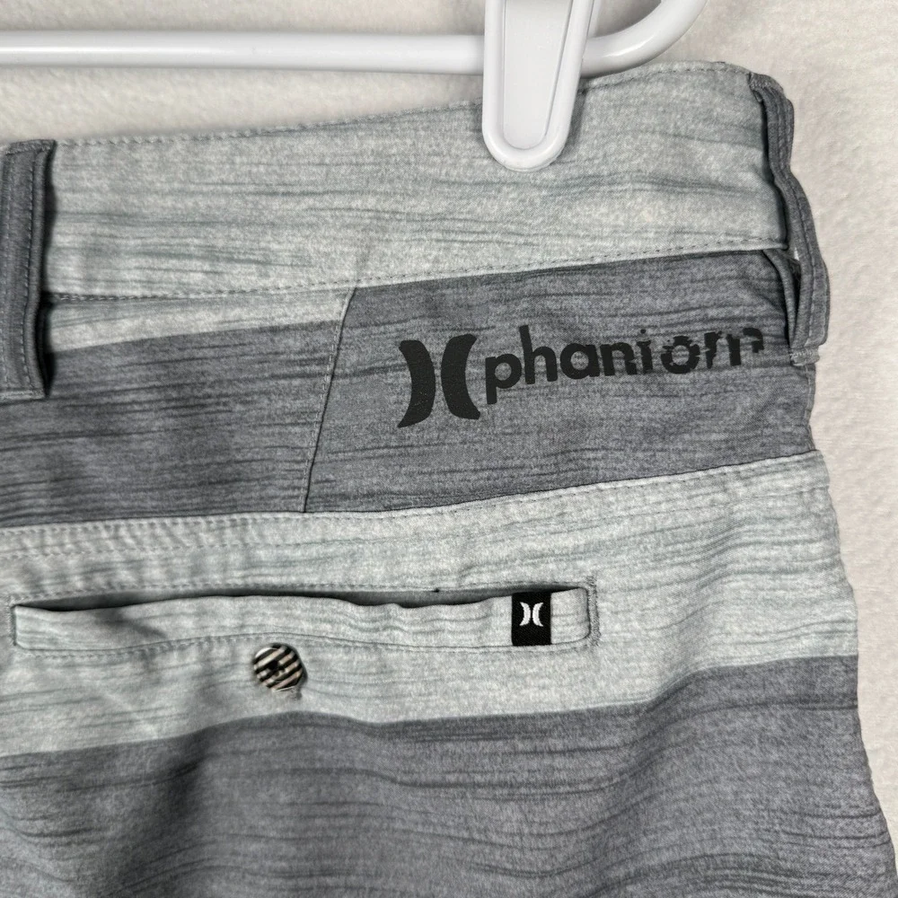 Hurley Phantom Mens 33‎ Grey Striped Hybrid Board Shorts Chino Beach Surfer